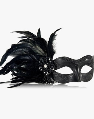 Myseuni Maskerade Maske für Damen mit Federn Kostüm