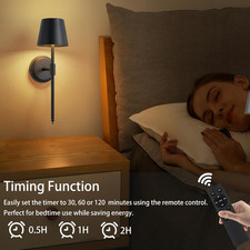 Battery Operated Wall Sconce Set of 2, Cordless 5000Mah Black Rechargeable LE...