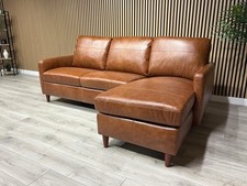 John Lewis BAILEY Style Leather 3 Seater Chaise End Sofa, Tan - RRP £3,449