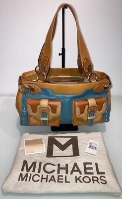 MICHAEL KORS SHOPPER VINTAGE RARE WESTERN BERKLEY LEATHER DBL HANDLE EXCELLENT!