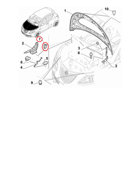 Motorhaube Klammer Originell Lancia Ypsilon 51860121-image