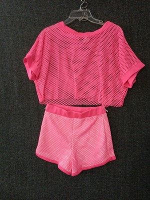 Codigo Neon Mesh Crop Top Outfit Women's Neon Pink Size M