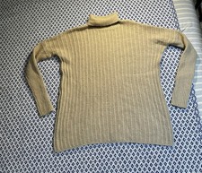 Garnet Hill Sweater Beige Ribbed Lambswool Angora SM Quiet Luxury Preppy Cozy
