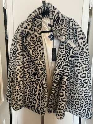 Rachel Rae Leopard Faux Fur Poncho 