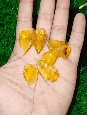 Handmade Citrine Glass Arrowhead Spearhead - 1'' Gemstone Glass Crystal Point