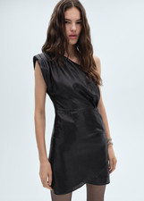 Mango Black Textured asymmetrical dress Size XS BNWT RRP £55.99