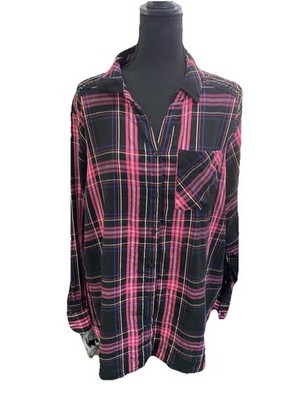 Evri Plus Size Multicolor Flannel Beaded Shoulder SZ 1X