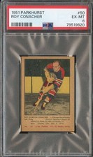 1951-52 PARKHURST #50 ROY CONACHER PSA 6 (RC) BLACKHAWKS HOF *CC0060
