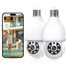 2K Light Bulb Security Camera 5G 2.4G WiFi Cameras 2PACK, White