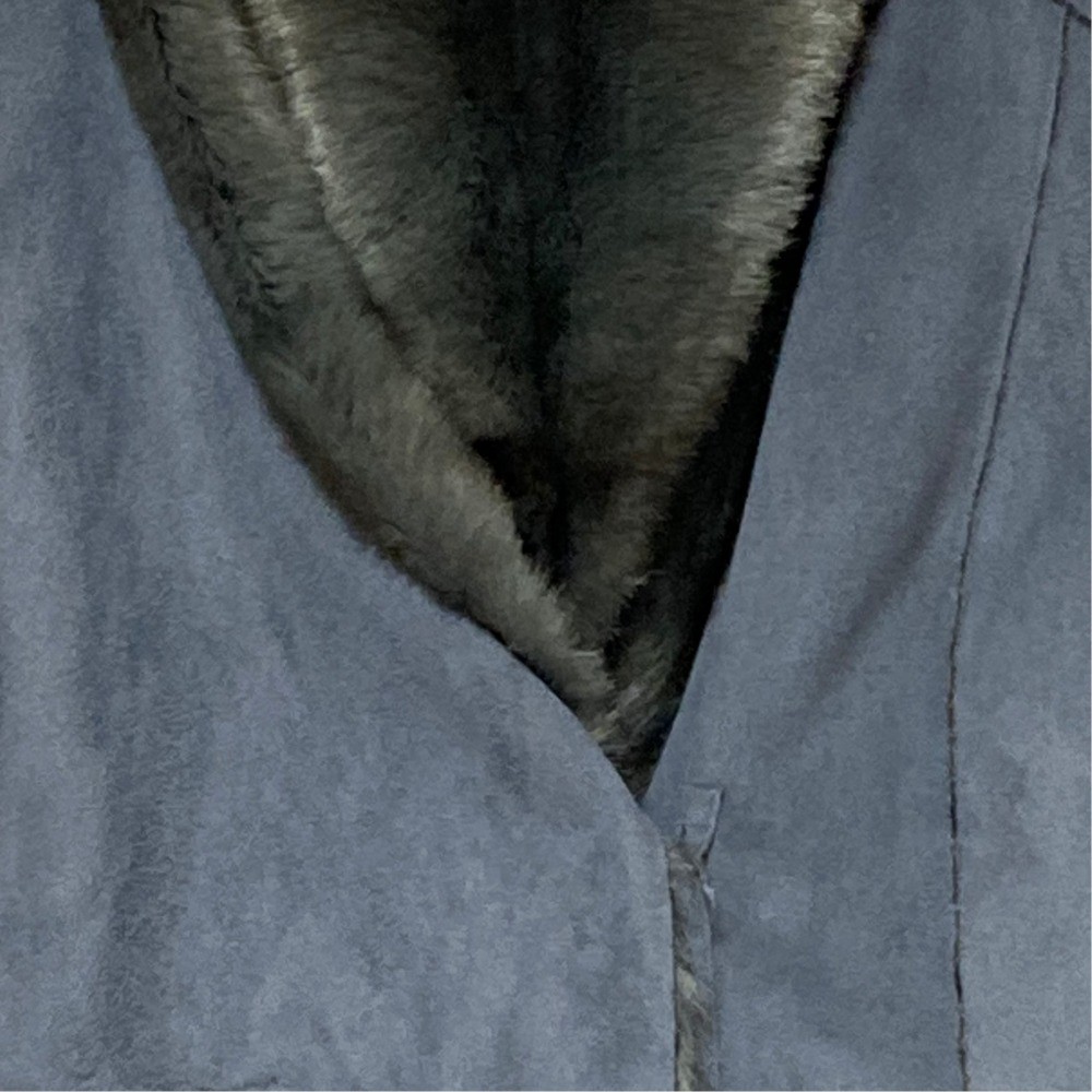 ARMANI JEANS Faux Shearling Jacket Short Coat, Size 38, Blue-Gray