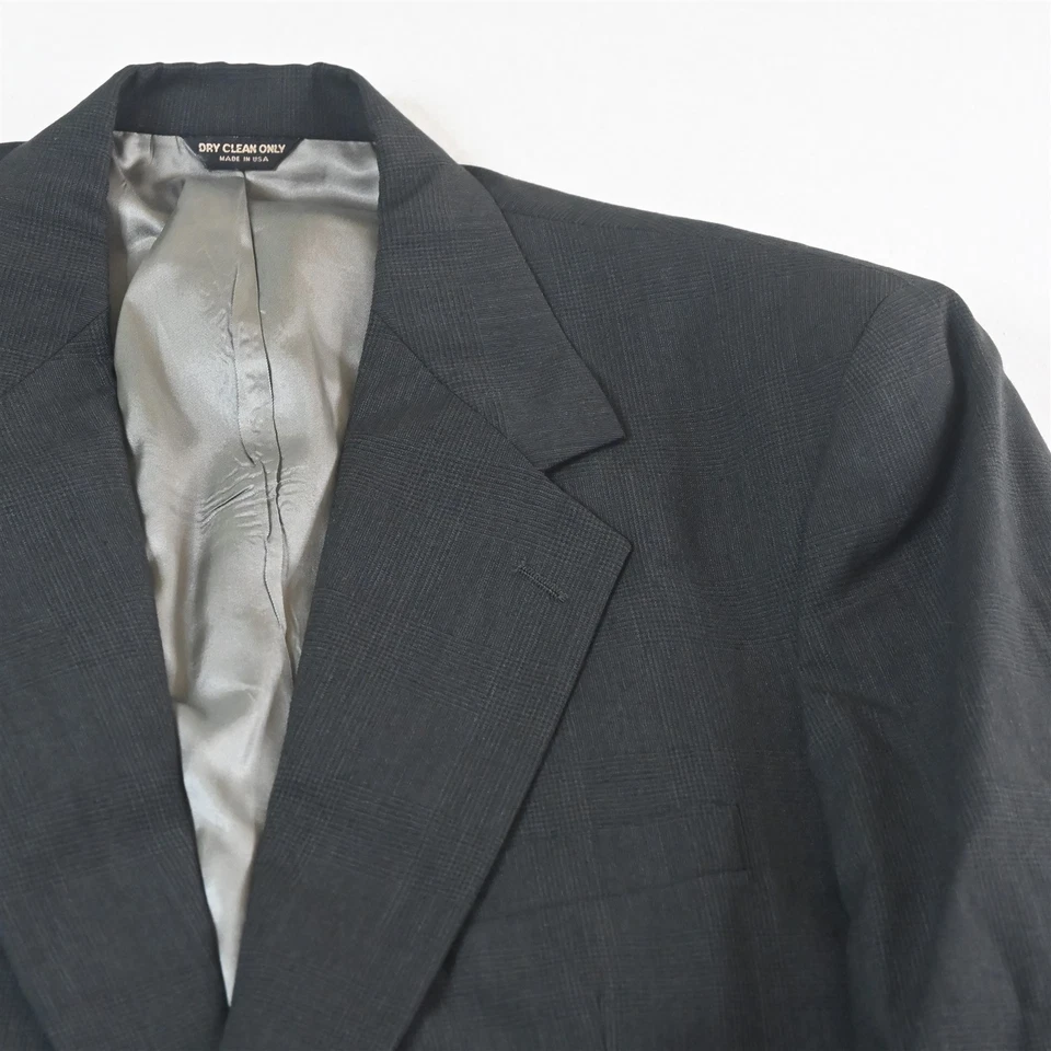 Terno calça jaqueta masculina vintage EUA Bill Blass 44R 36x30 verde xadrez Glenn 100% lã - Imagem 3 de 4