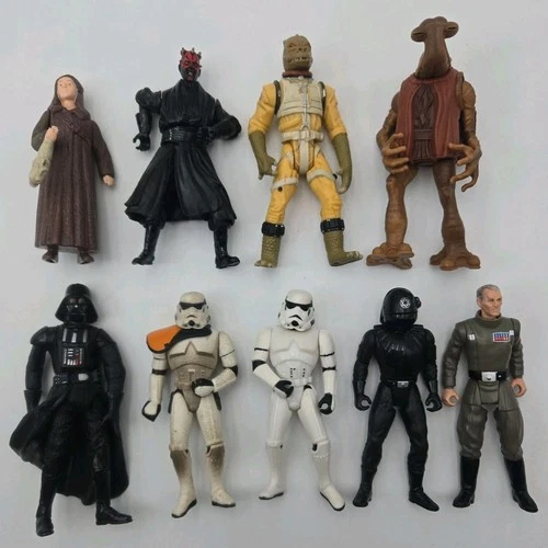 Star Wars Action Figure Lot 9 Hasbro Kenner Darth Vader Maul Troopers Bossk...