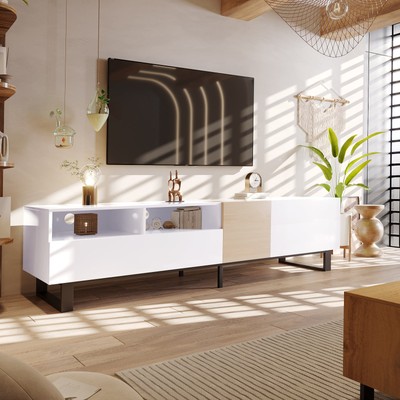 Modern TV Stand for 80'' TV | Media Console w/ Storage