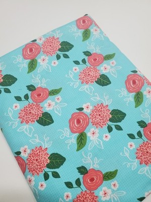 Lella Boutique Fabric Gooseberry Aqua Floral Moda Cotton Quilt Sew ONE YARD 