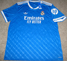 Real Madrid Men's 2XL Blue Adidas Vintage AeroReady Soccer Jersey
