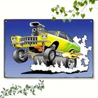 Retro Racing Tin Metal Signs- 8x12 Inch Vintage Hot Rod Car Iron Mural with