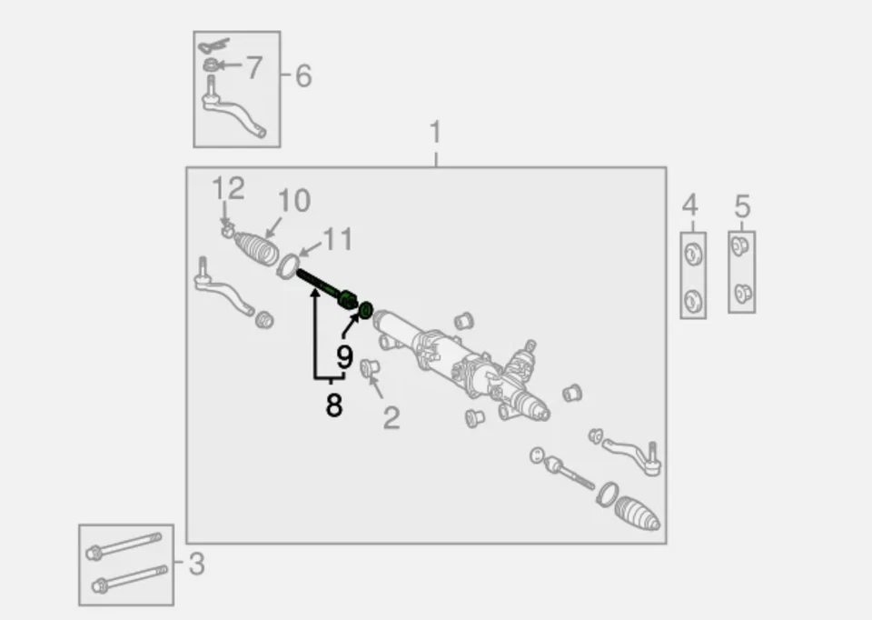 Para Lexus LS460 LS600h 2007-2017 extremidade interna da haste de amarração subassy rack de direção R & G - Imagem 3 de 4