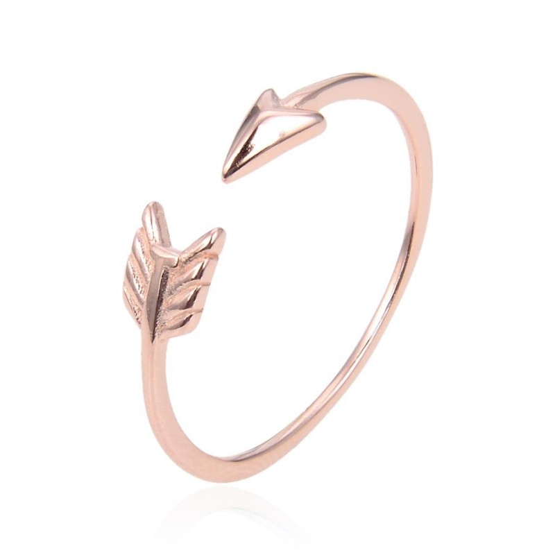 Dainty Rose Gold Arrow Wrap Around Adjustable Ring 925 Size 6