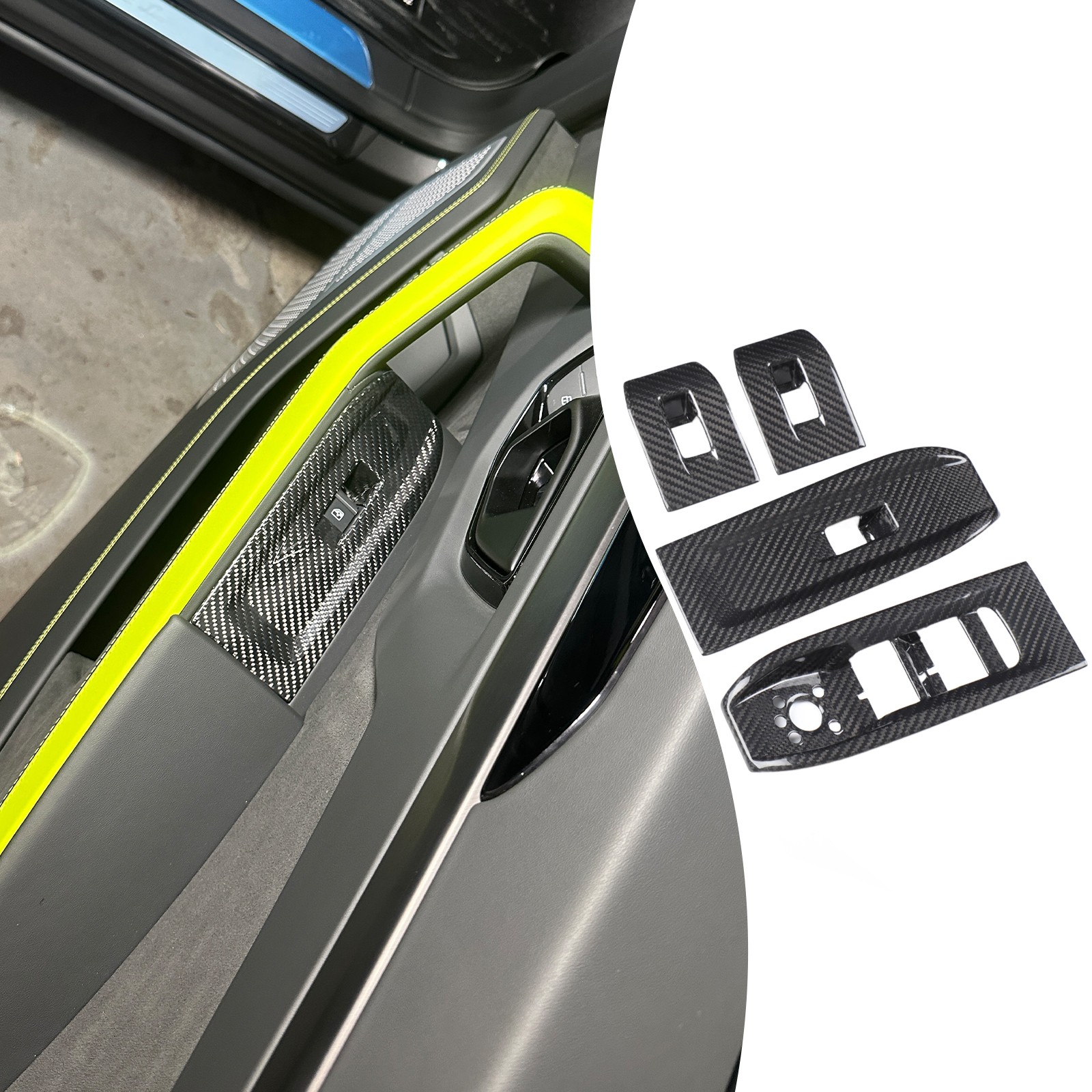 Fits 2018-2025 Lamborghini Urus Window Lift Switch Trim Cover Real Carbon Fiber