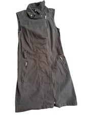 H&M Black Sleeveless Zip Up Moto Biker Dress Size 8 US Utility Pockets Cotton
