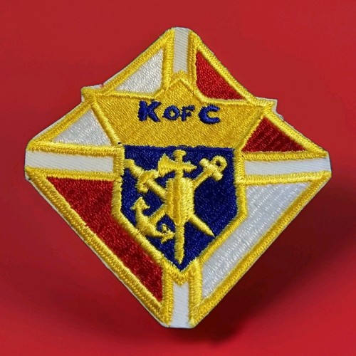 Vtg 1980s CATHOLIC CHRIST KNIGHTS of COLUMBUS K of C EMBROIDERED COTTON 3" PATCH