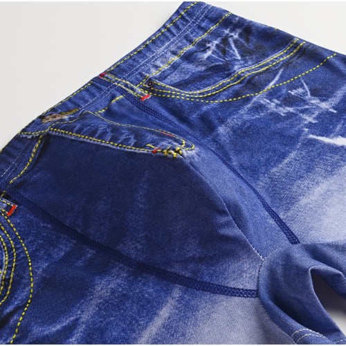 Sexy Men's Smooth Spandex Shorts Fake Denim Jean Printed Boxer Briefs Underwear - Picture 10 of 21