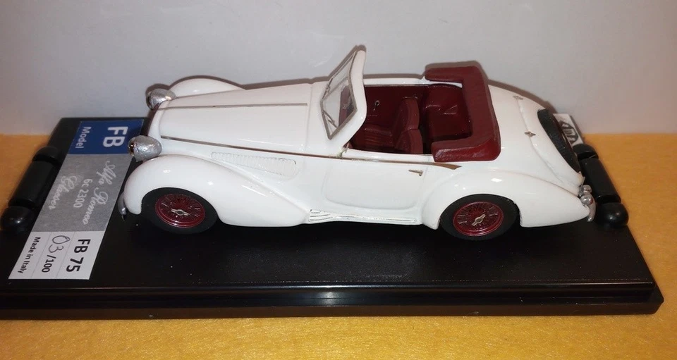 1:43 Alfa Romeo 6C/2300B Cabrio GLAESER Blanc Kit En Résine FB Model 75A - Photo 3/4