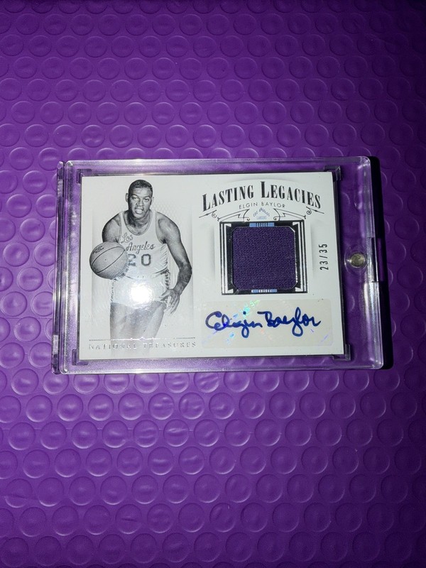 Elgin Baylor National Treasures Game Used Patch Auto 23/35 Lakers Autograph