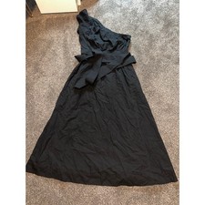 Madewell Brooke One Shoulder Ruffle Midi Dress Black Size 8 NEW