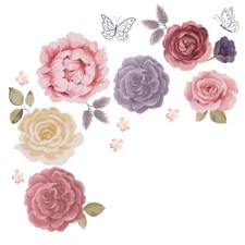 Lambs  Ivy Secret Garden Large Pink Flowers/Butterflies Wall Decals/Stickers