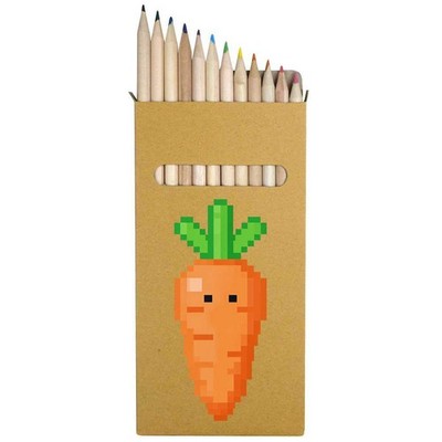 12 x 'Retro Gaming Style Carrot' Long Colour Pencils (PE00089163)