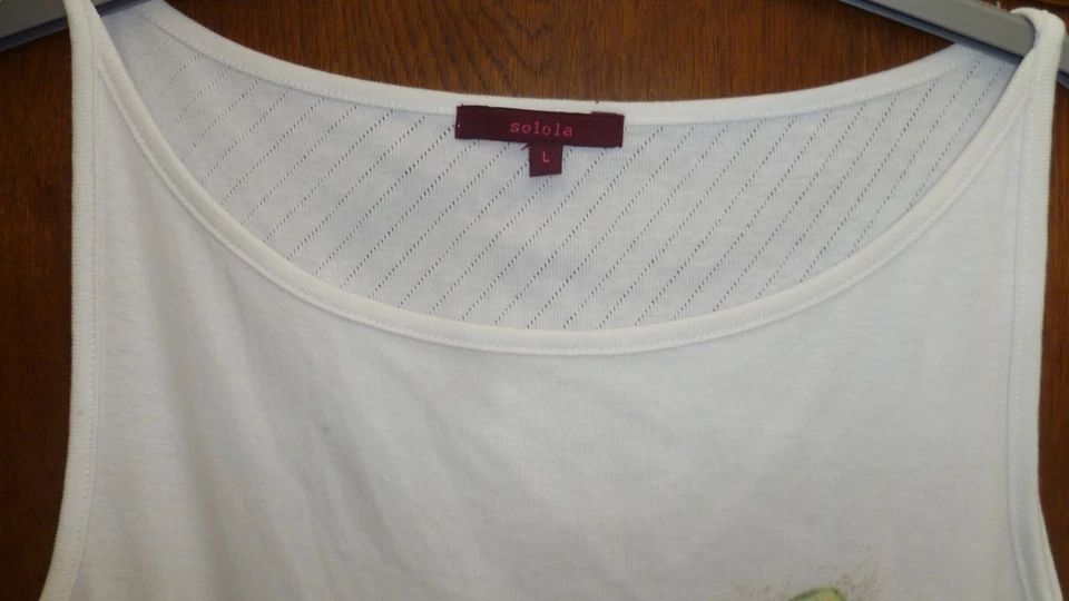 DEBARDEUR BLANC FLEUR AU CENTERE MARQUE SOLOLA TAILLE 42 TBE - Photo 3/3