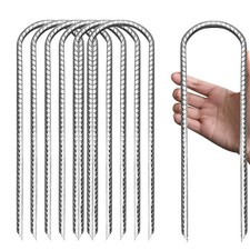 10 PCS 9.5 Inch Large Ground Stakes Heavy Duty U Anchors Pins for Trampoline