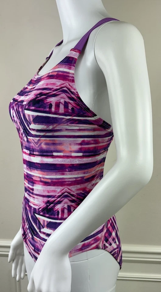 C9 Champion One Piece Racerback Swimsuit Purple Geometric Snug Fit Size XS 0/2 - Image 4 of 4