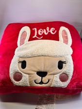 Idea Nuova "LOVE'' Bunny Plush Throw Pillow Pink 24-24,Decorative Kids Room.