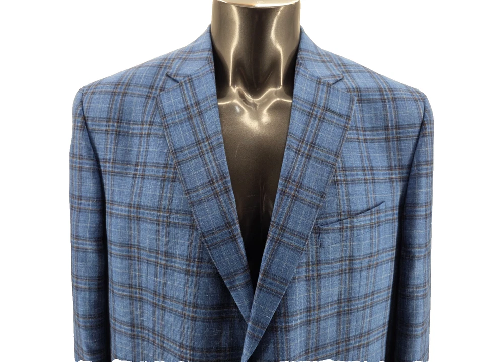 Abrigo deportivo Patrick James 46 R Loro Piana verano a cuadros lino mezcla seda Italia Foto 3 de 4