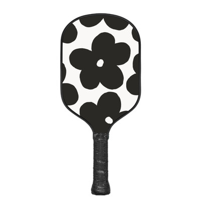 Jill And Ally Double Sided Pickeball Paddle (White/Black Floral - Happiest On...