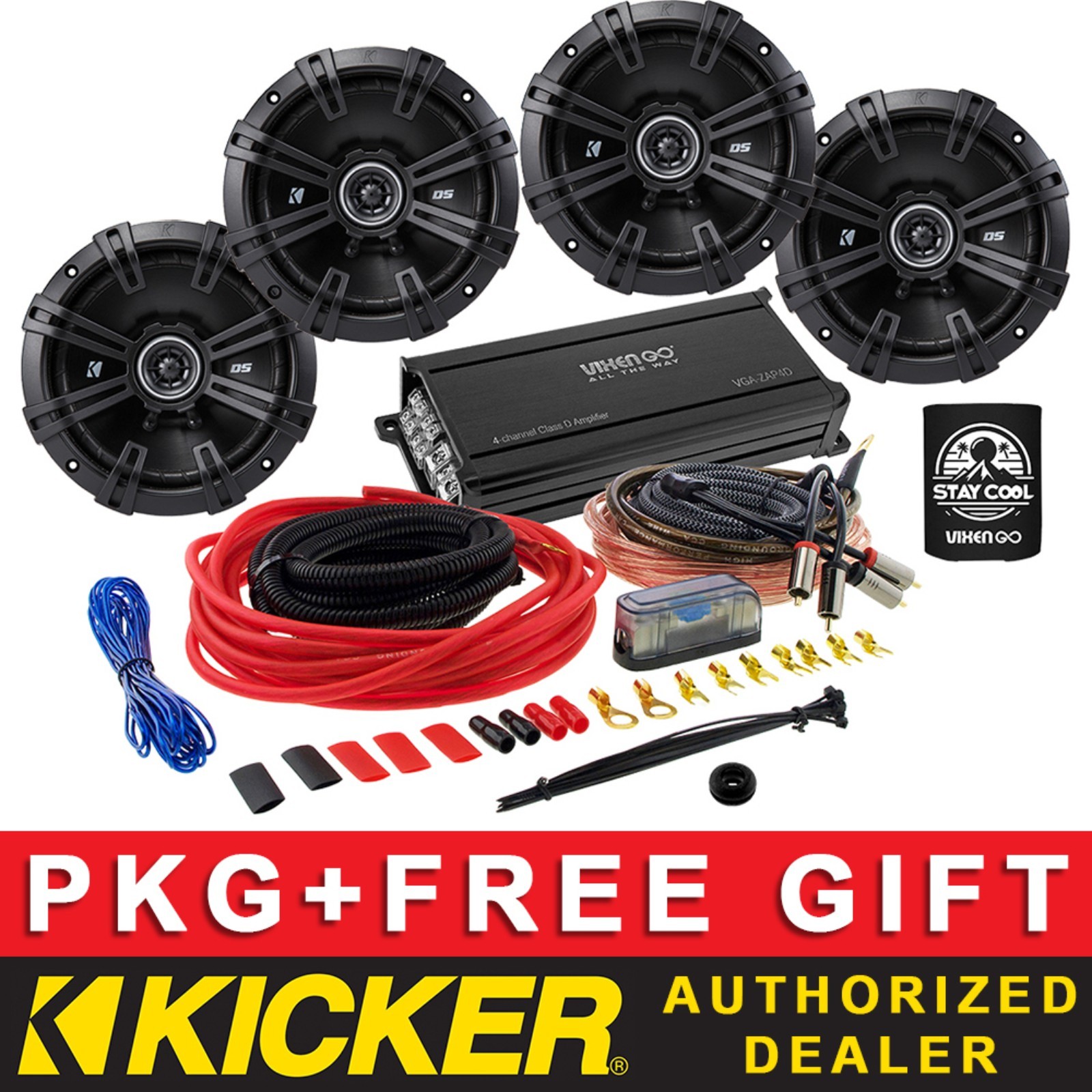 Package+4ch Amplifier+8awg Kit