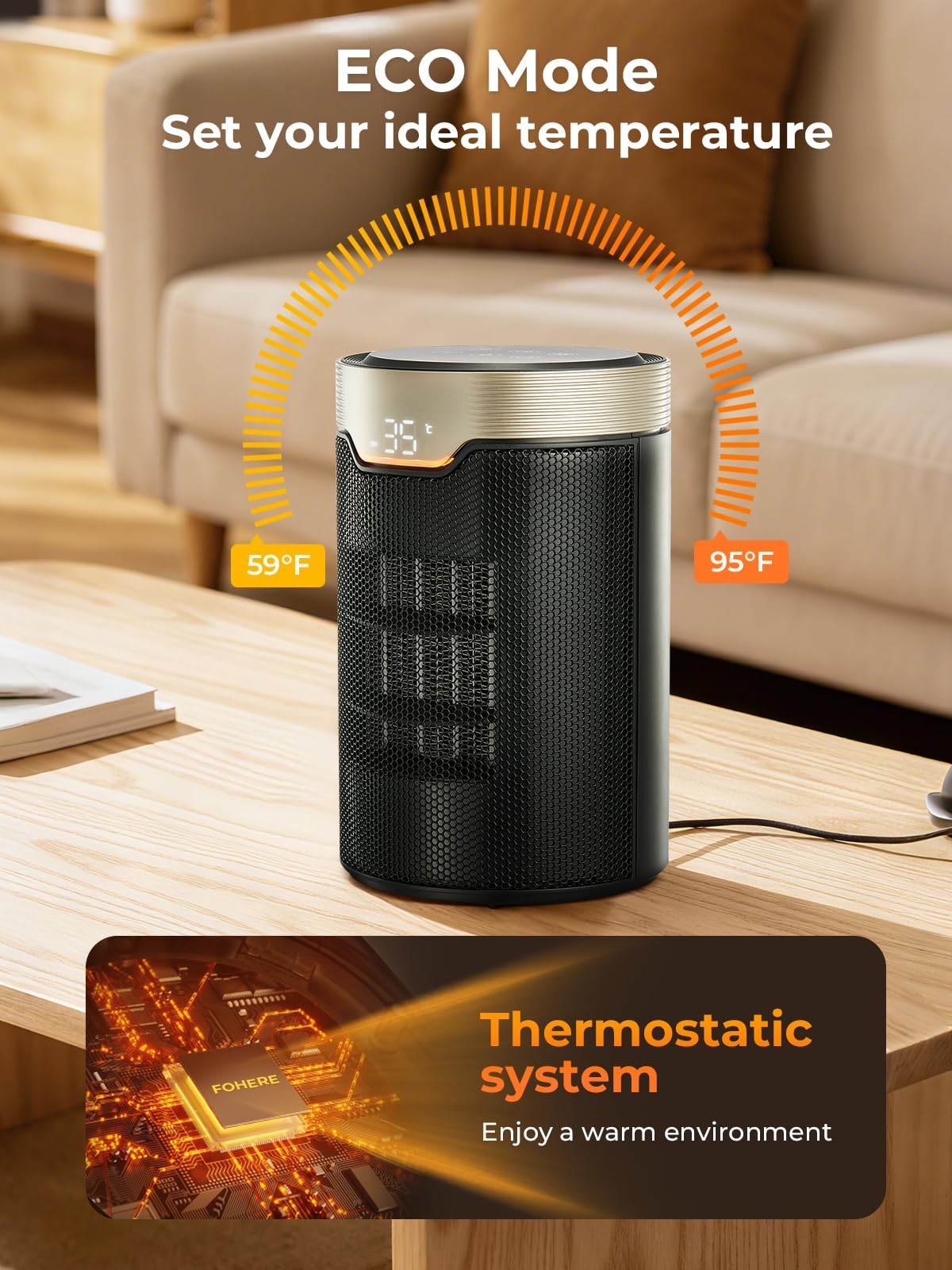 Space Heater, Portable Electric Heaters for Indoor Use with Thermostat, 24H T...
