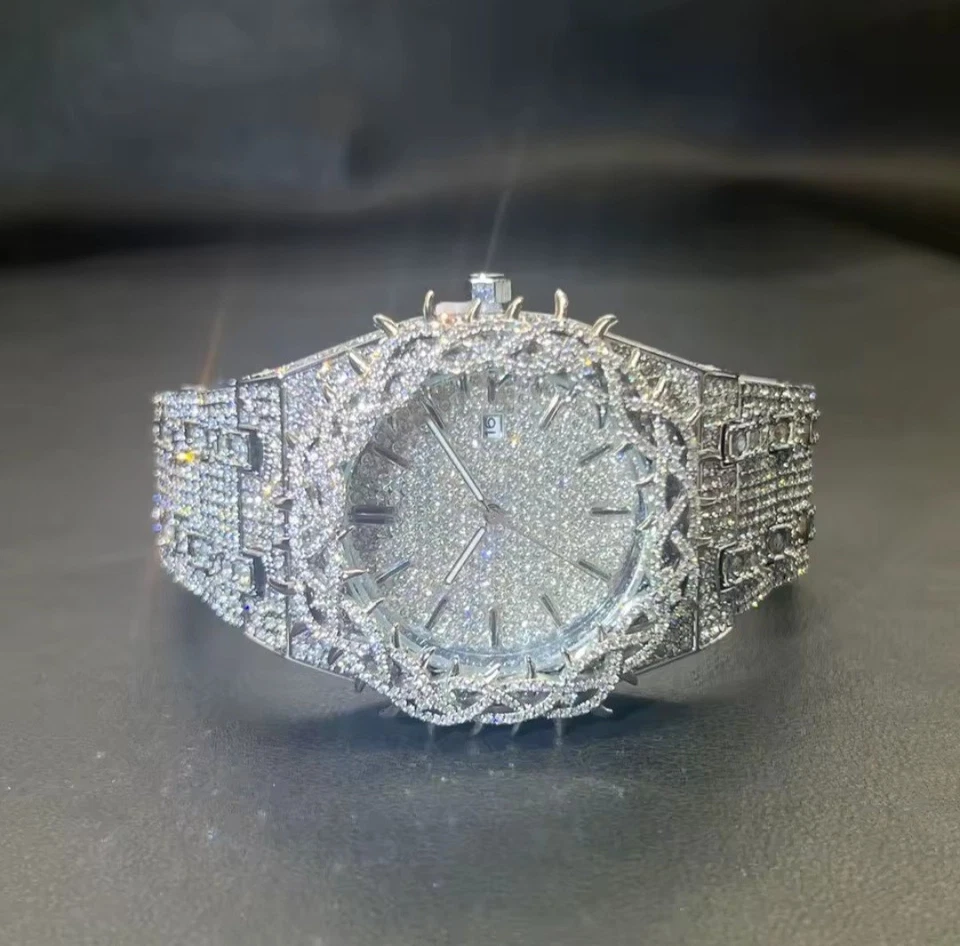 NOVO EM FOLHA 2025 Relógio de Luxo Masculino ICED OUT DIAMOND/MOISSANITE SIMULADO - Imagem 2 de 4