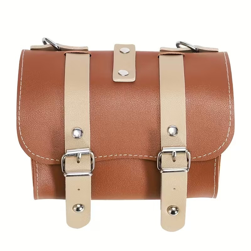 Sacoche de guidon marron et crème pour vos balades à vélo en ville