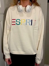 Esprit NWT Women's Logo 80's Crewneck Viral - Cream, Blue, Green XS S M L XL XXL