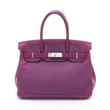 HERMES Birkin 30 Gillies Anemone Handbag Togo Swift Purple Silver #RC036