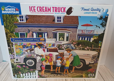 White Mountain Ice Cream Truck Beach Nostalgia Colorful 1000 Piece Jigsaw Puzzle