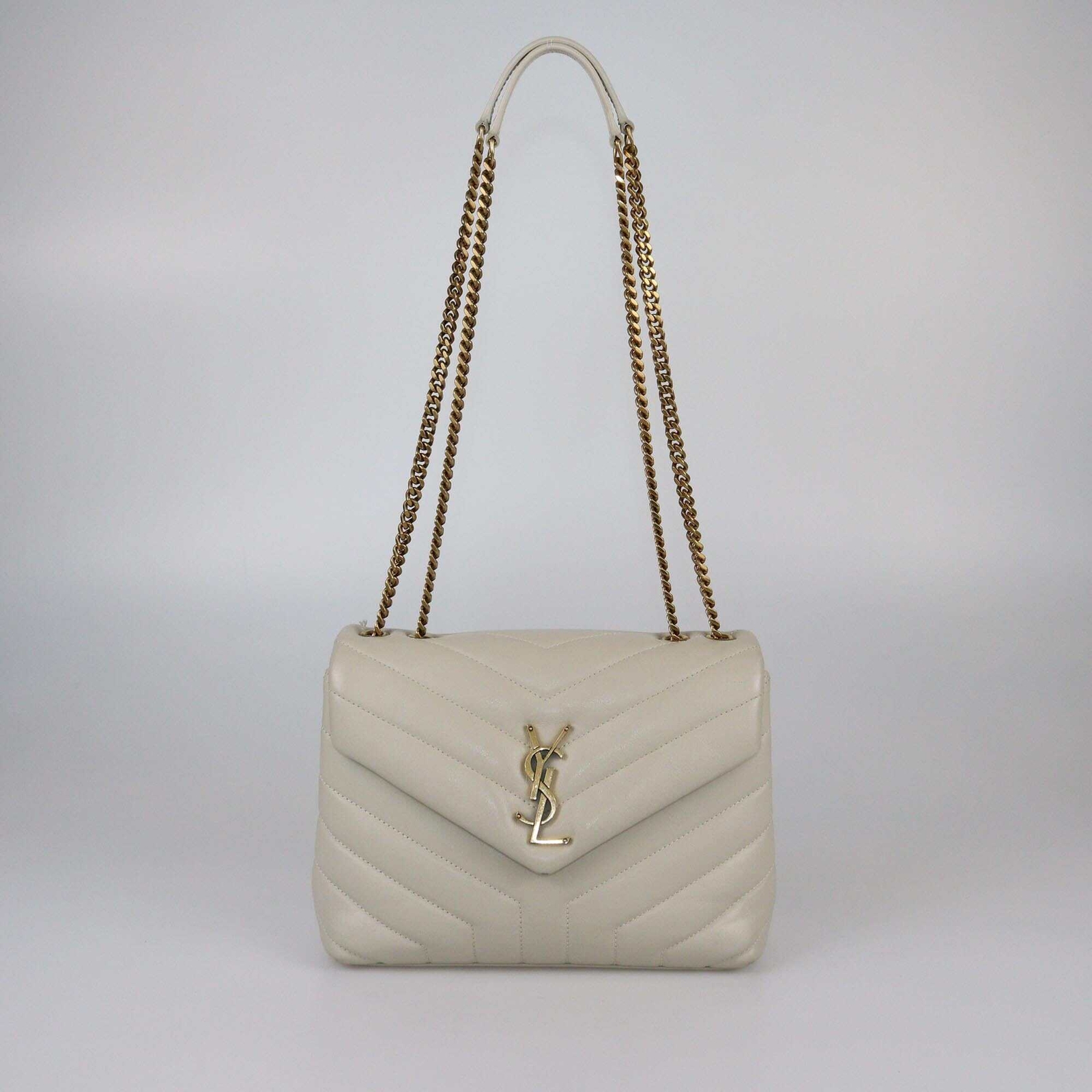 Borsa a tracolla Saint Laurent Off White Matelassé piccola Loulou
