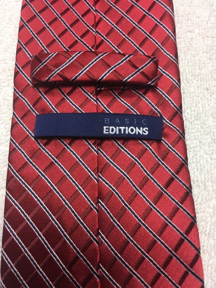 EDIÇÕES GRAVATA MASCULINA VERMELHA COM BORDÔ E AZUL 3,5 X 59 - Imagem 4 de 4