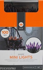 Halloween 100 Mini Purple String Light Set Lighted Length 22 ft Black Wire NIB