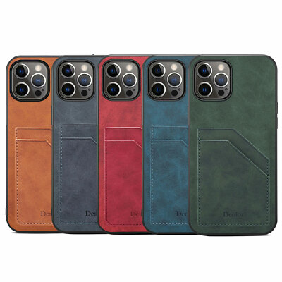 Shockproof Leather Credit Card Slot Case Cover For iPhone 12 13 14 15 16 Pro Max