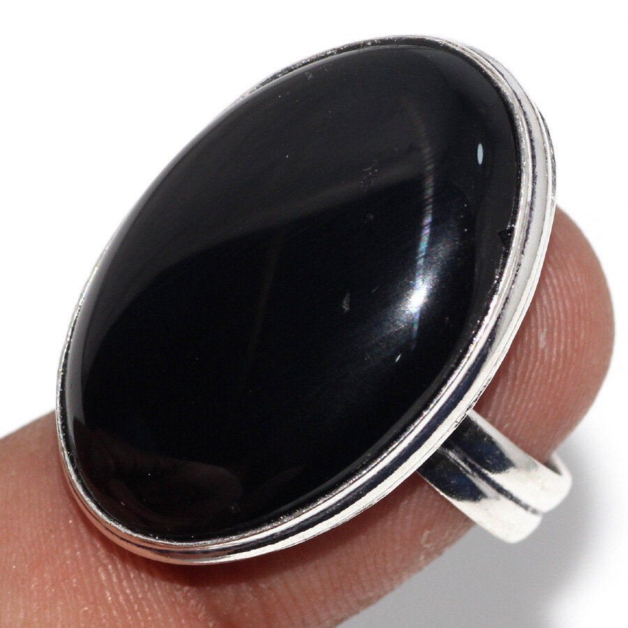 925 Silver Plated Black Onyx Ethnic Ring Handmade Jewelry Size Us 7.5 JW