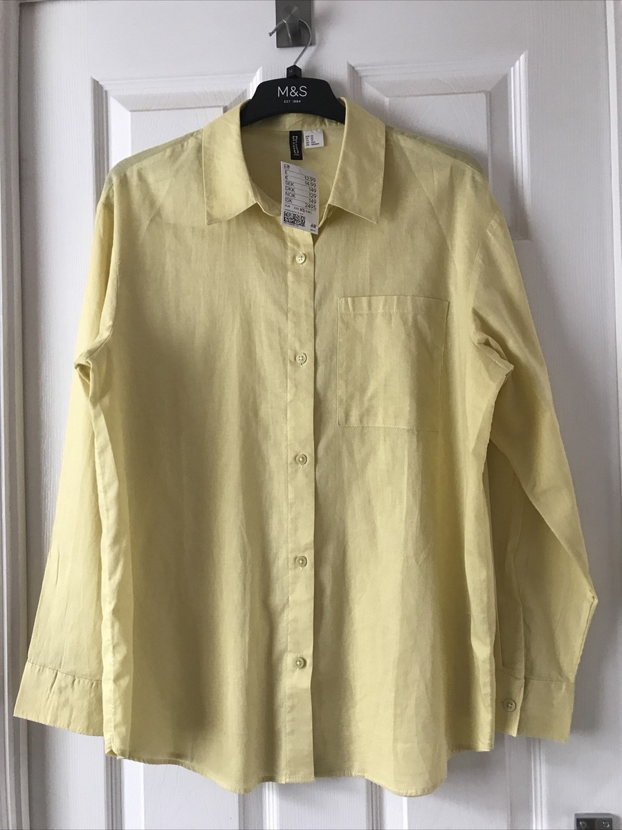 NWT H&M DIVIDED XS OVERSIZED 44” LEMON 100% COTTON SHIRT BLOUSE